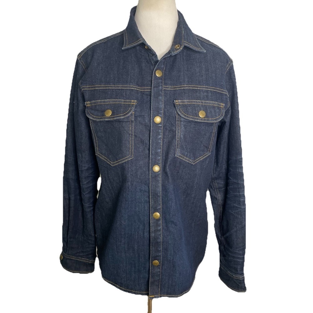 Jack & Jones Dark Denim Shirt Long Sleeve Snap Buttons Size Small